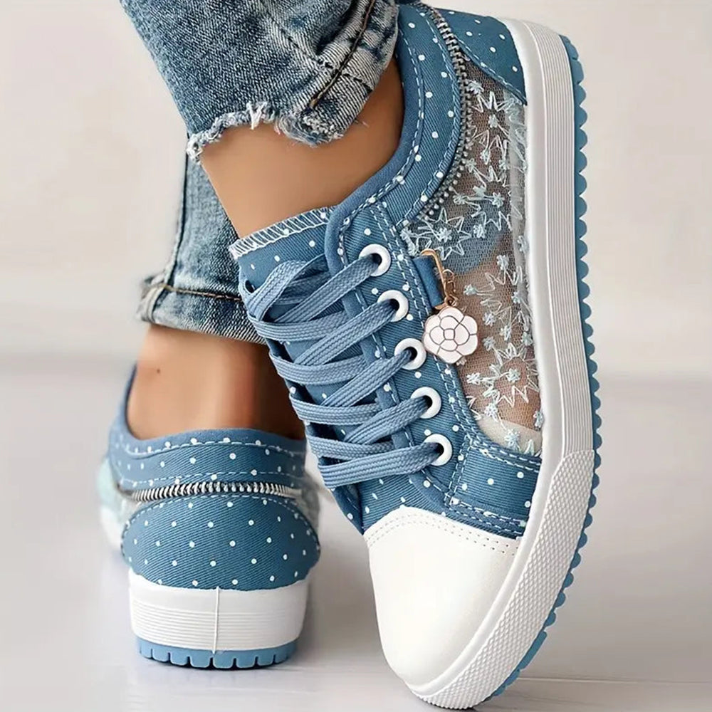 Mielle - Kropkowane Sportowe Buty z Koronką