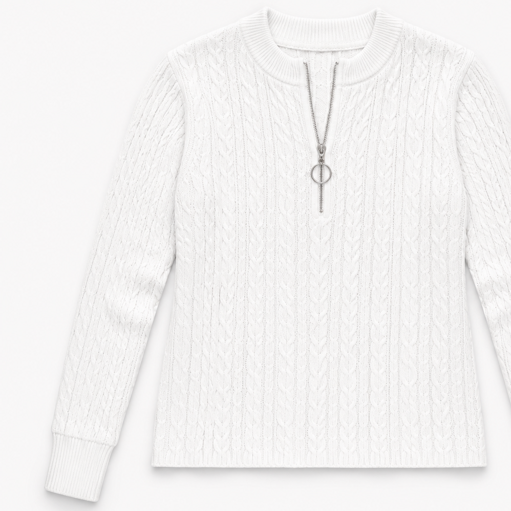 Kaminski | Elegancki Sweter z Warkoczowym Wzorem i Zamkiem