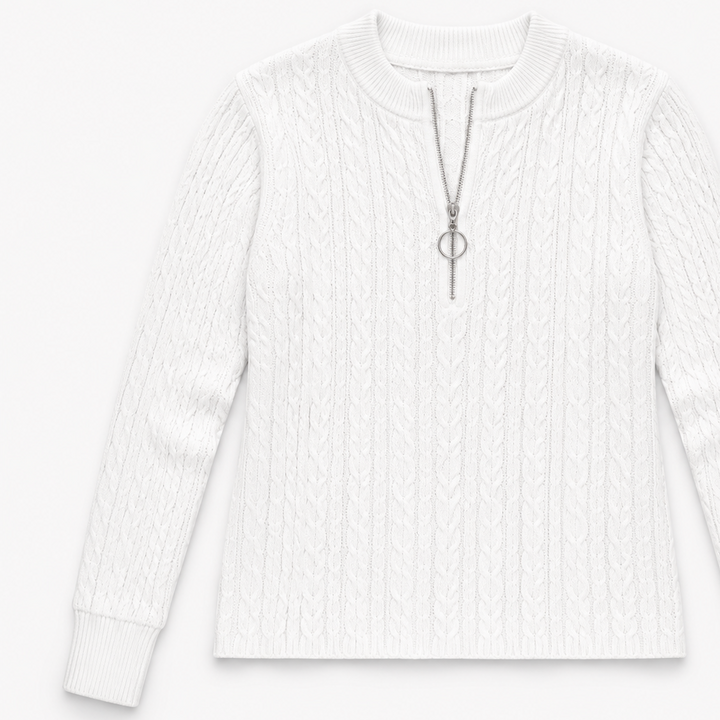 Kaminski | Elegancki Sweter z Warkoczowym Wzorem i Zamkiem