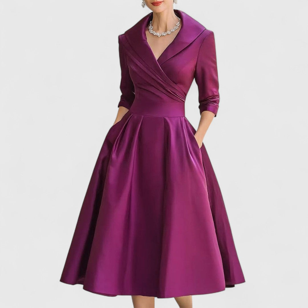 Damska Sukienka Midi elegancka z dekoltem V na Codzienne Noszenie