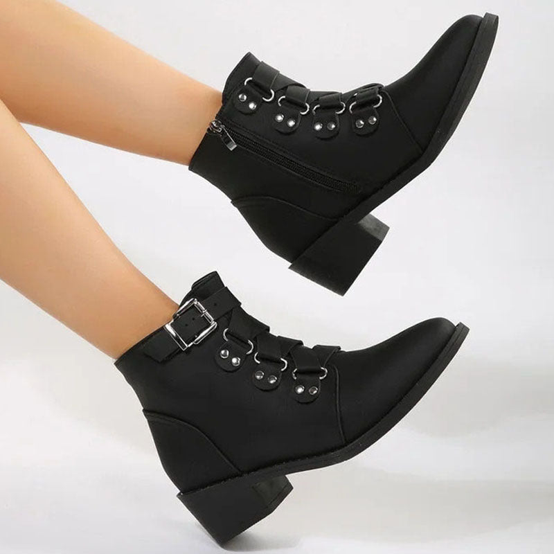 Botki damskie na słupku w stylu vintage – Yolisa