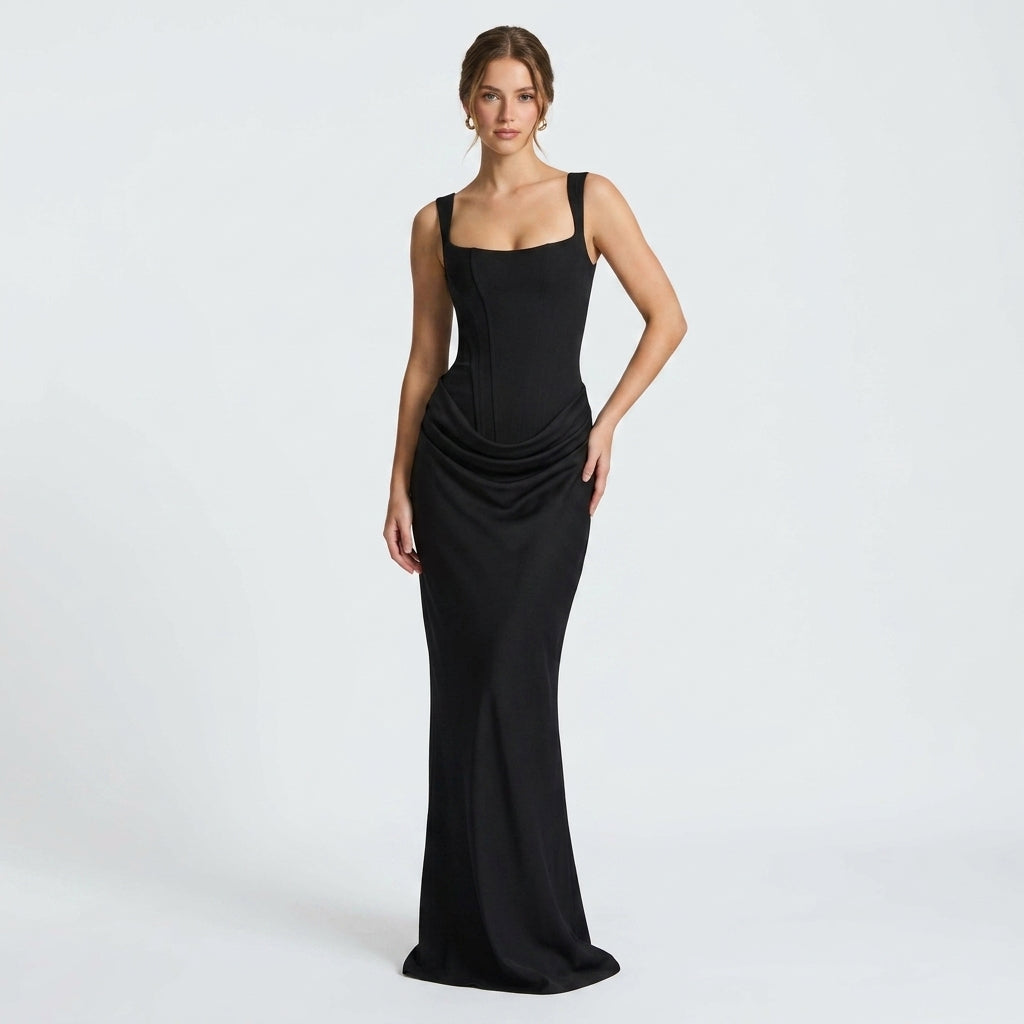 Kaminski | Elegancka sukienka maxi z kwadratowym dekoltem