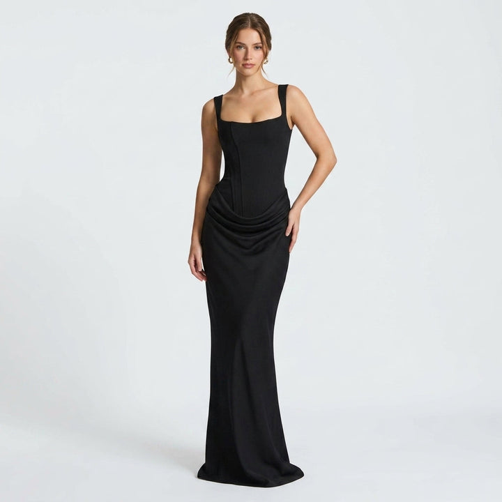 Kaminski | Elegancka sukienka maxi z kwadratowym dekoltem