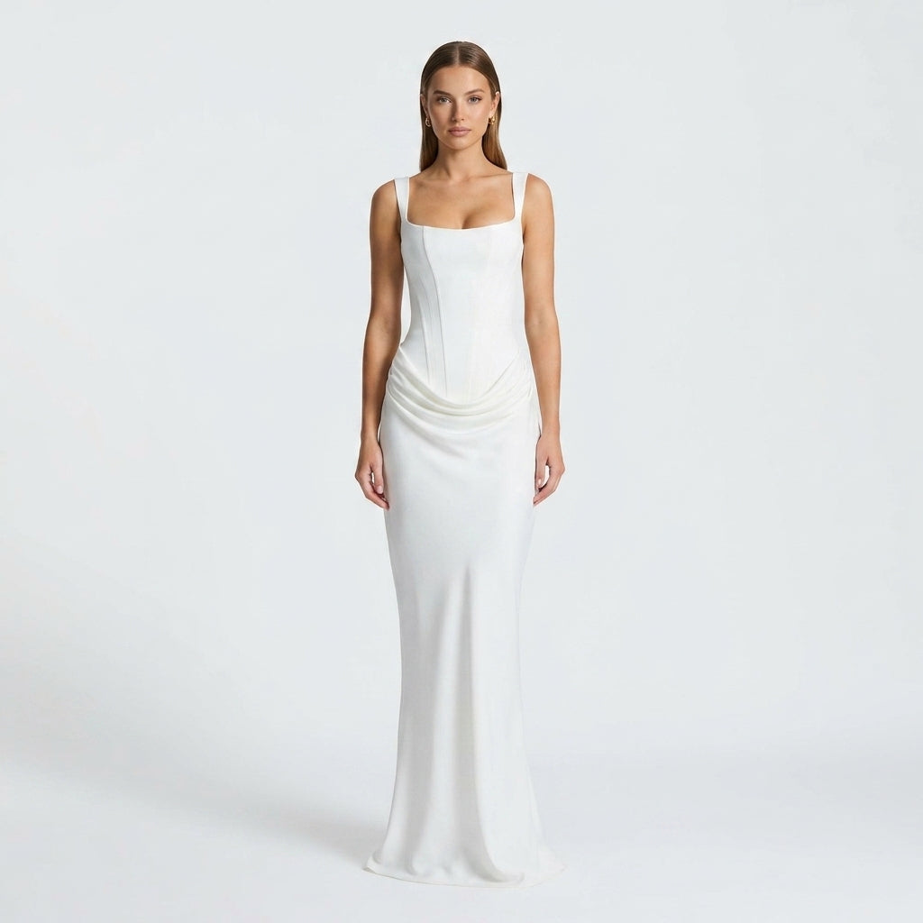Kaminski | Elegancka sukienka maxi z kwadratowym dekoltem