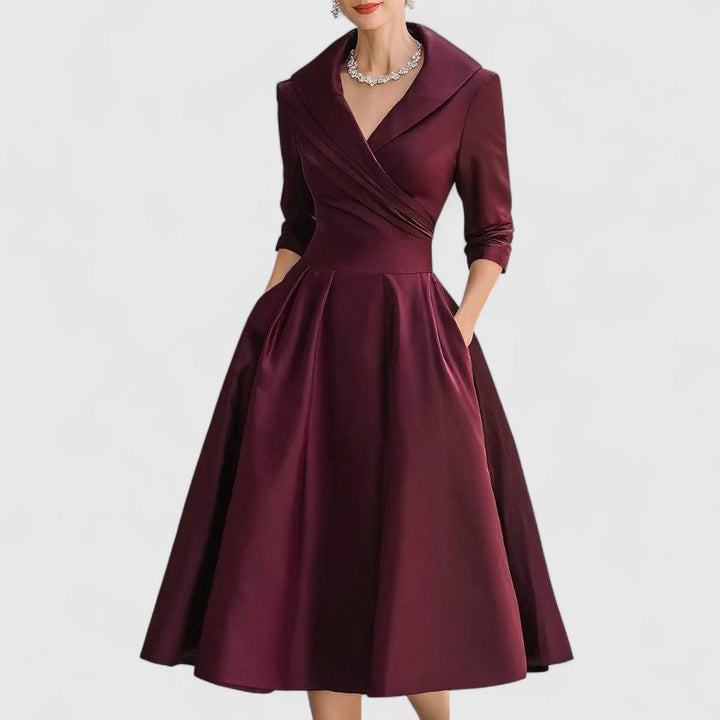 Damska Sukienka Midi elegancka z dekoltem V na Codzienne Noszenie