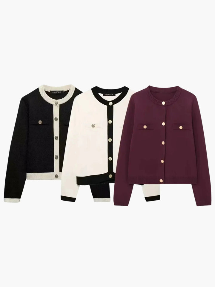 Malina | Sweter zapinany na ozdobne guziki