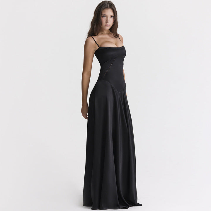 Olivia | Elegancka sukienka satynowa maxi z wiązaniem na plecach