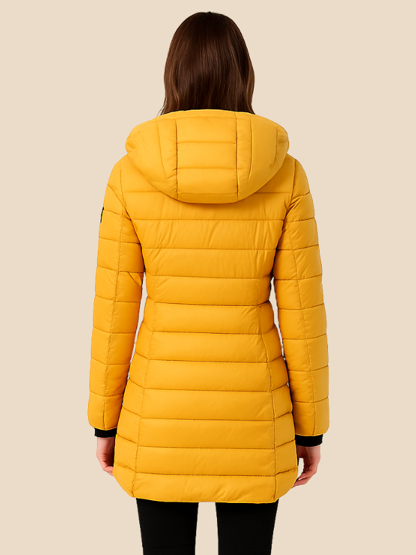 Grażyna | Damska kurtka pikowana z kapturem i dwustronnym zamkiem