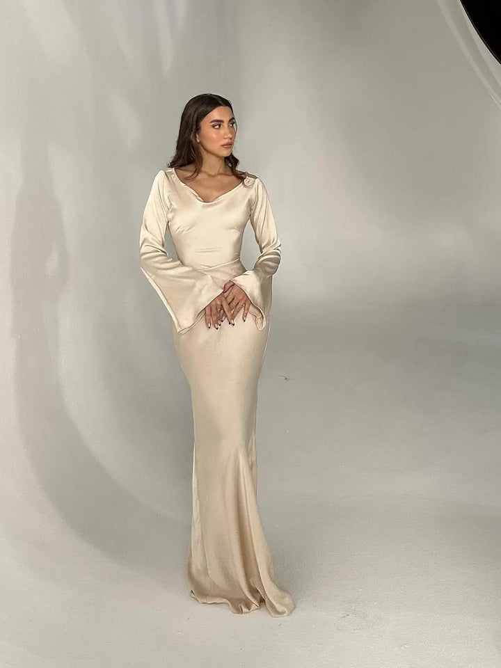 Kaminski | Sukienka maxi elegancka z długim rękawem i zwiewnym krojem | Zuzanna
