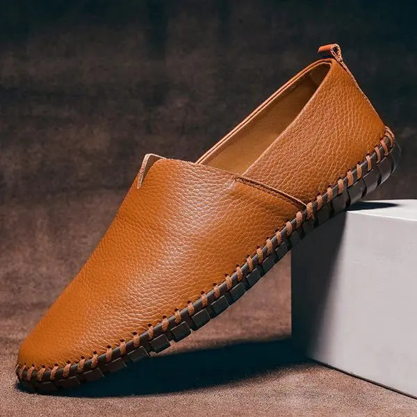 Mateusz | Męskie skórzane mokasyny casual slip-on