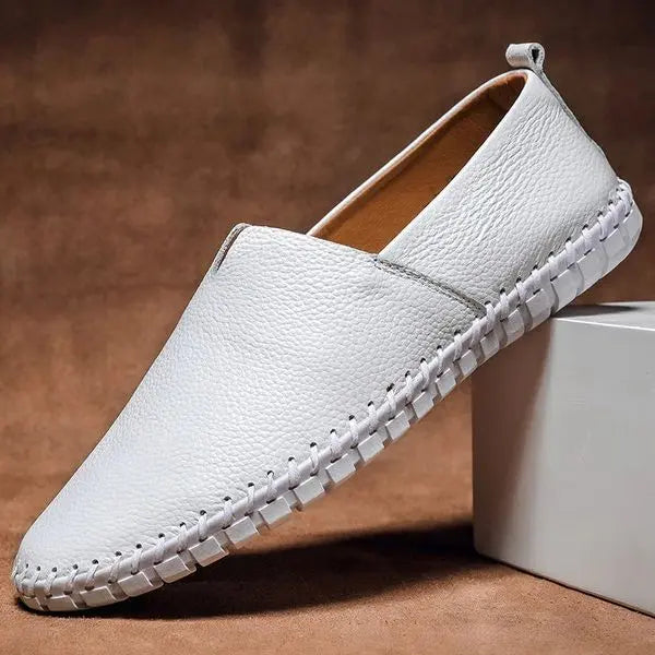 Mateusz | Męskie skórzane mokasyny casual slip-on