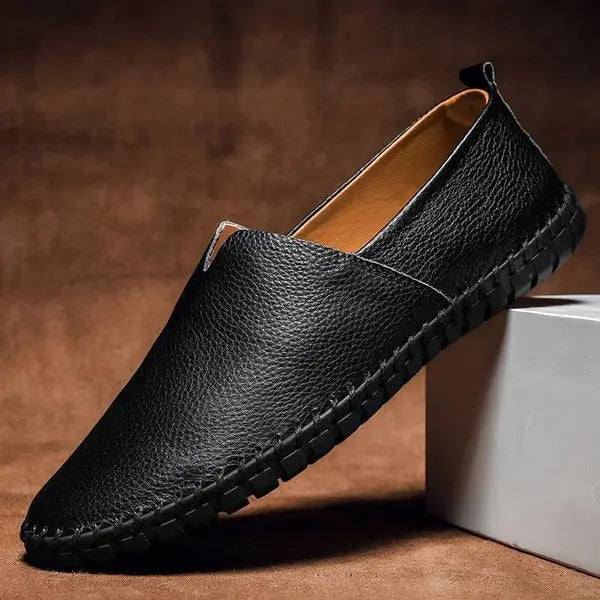 Mateusz | Męskie skórzane mokasyny casual slip-on