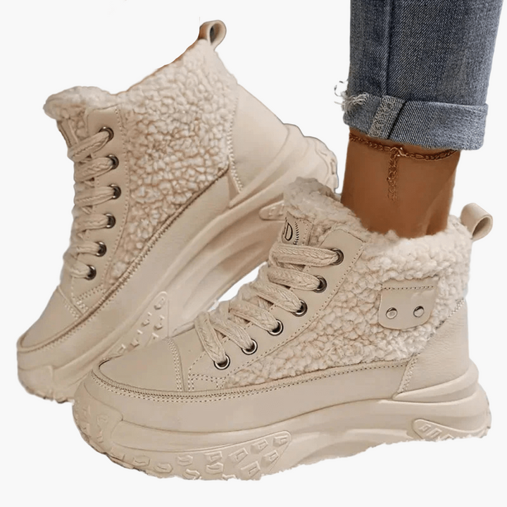 Babette – Modne Buty High Top z Ciepłym Futerkiem i Podeszwą Plateau