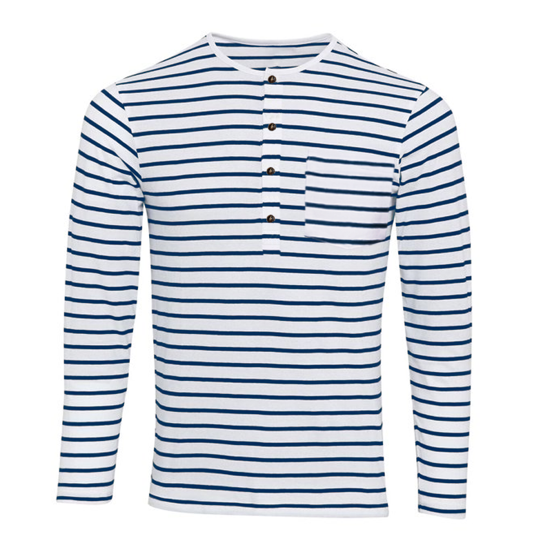 Pasiasty t-shirt Henley z długimi rękawami – Dorian
