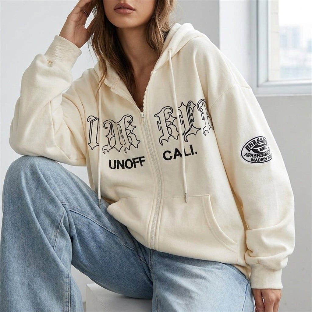 Kaminski | Oversize bluza damska z kapturem i zamkiem streetwear