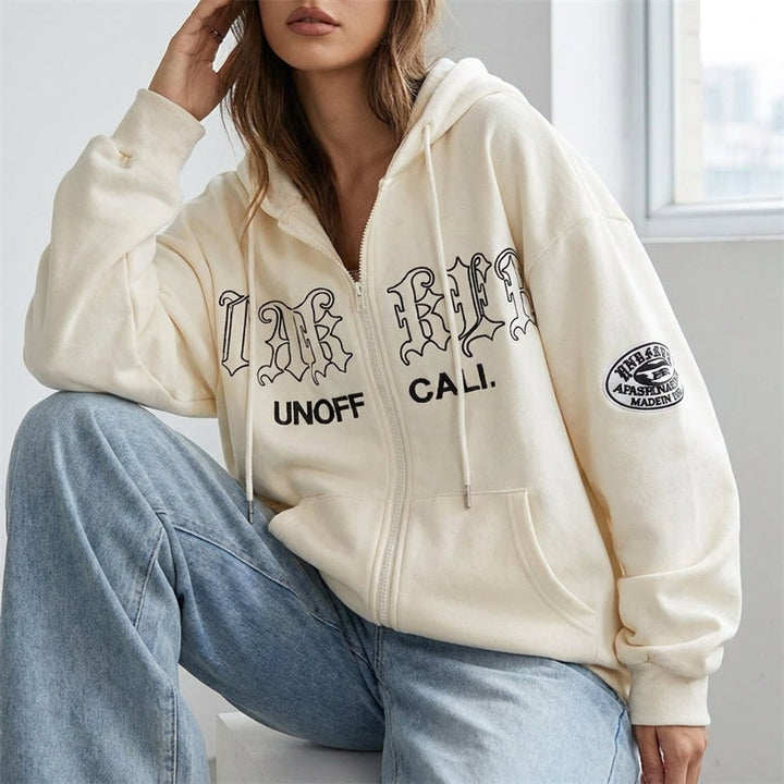 Kaminski | Oversize bluza damska z kapturem i zamkiem streetwear