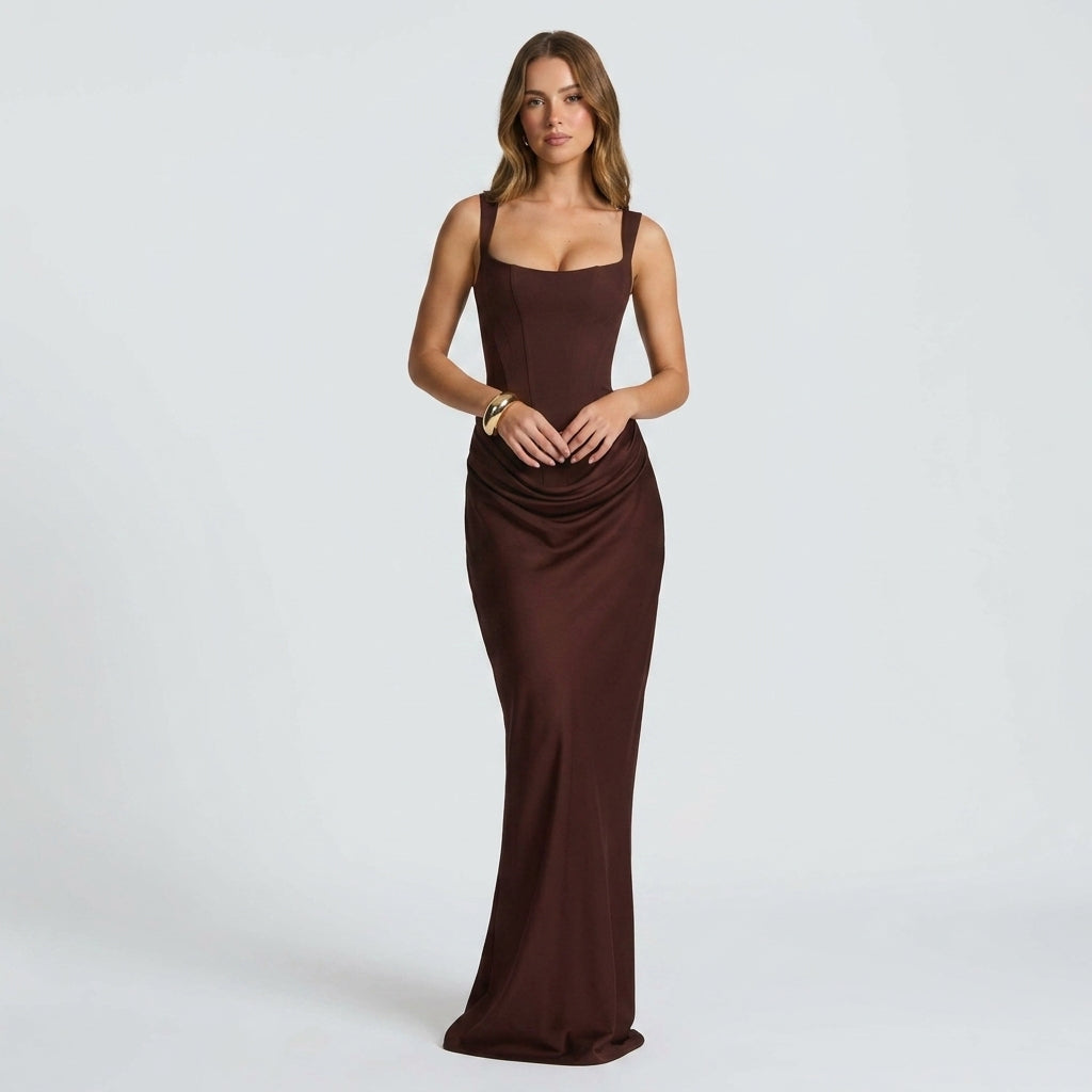 Kaminski | Elegancka sukienka maxi z kwadratowym dekoltem