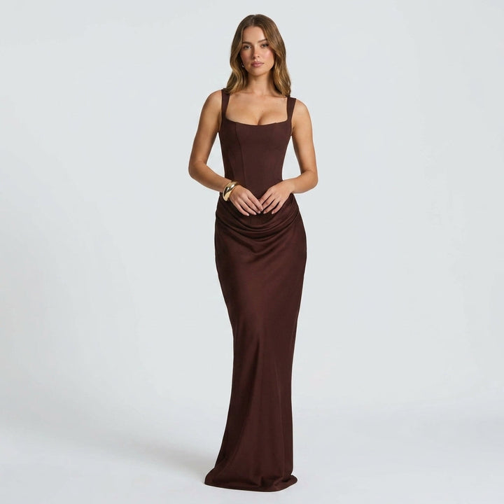 Kaminski | Elegancka sukienka maxi z kwadratowym dekoltem