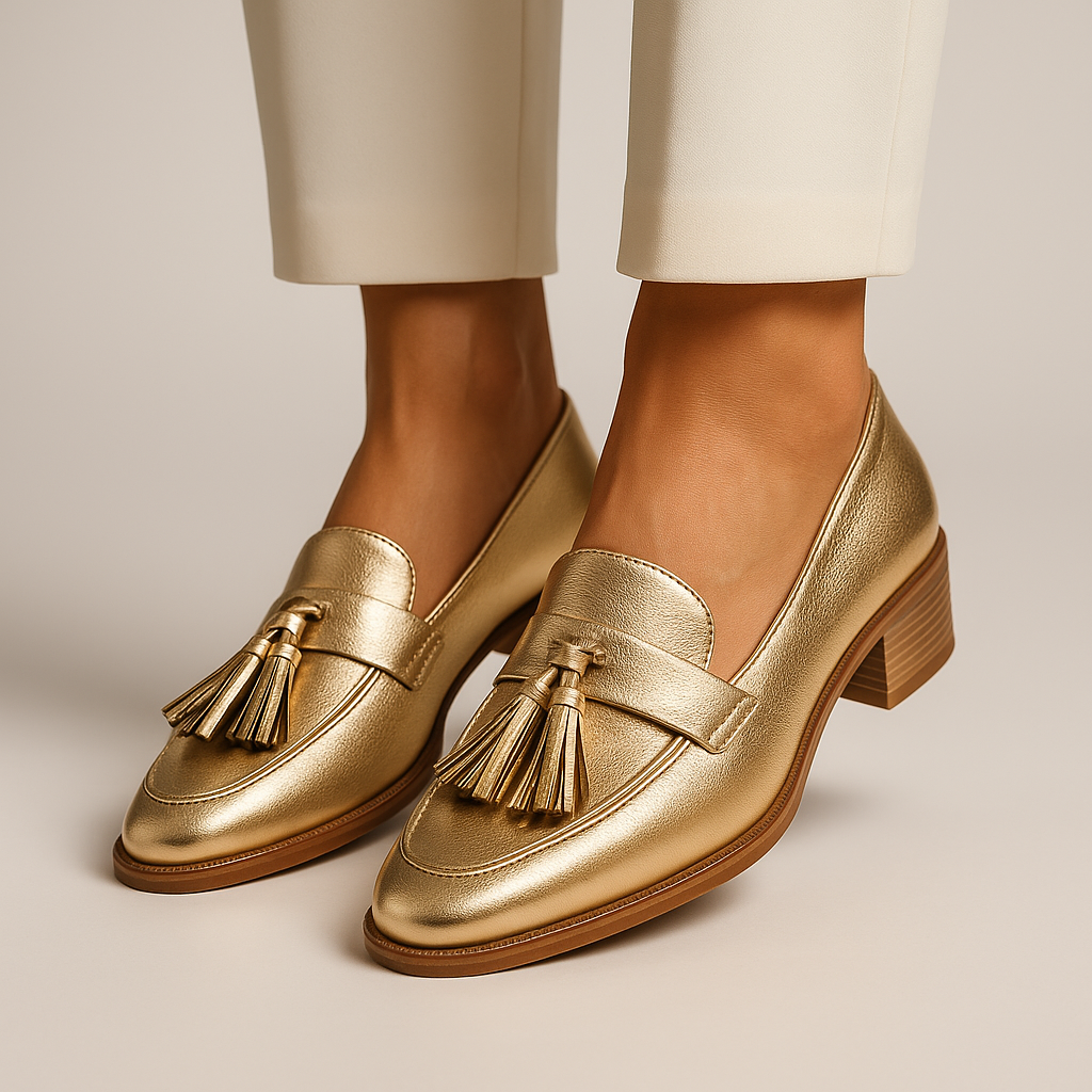 Celeste | Eleganckie Złote Loafery