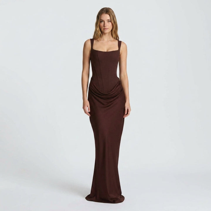 Kaminski | Elegancka sukienka maxi z kwadratowym dekoltem