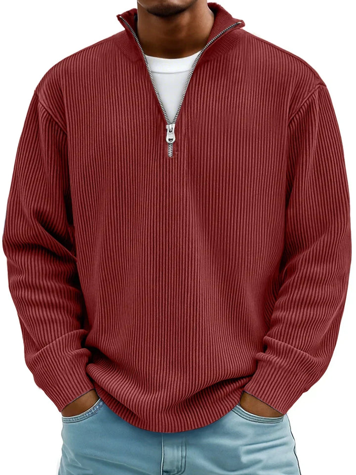 Zofia | Stylowy sweter z półzamkiem i strukturalnym splotem