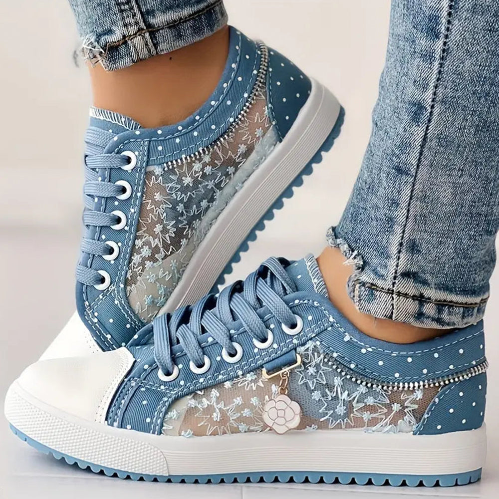 Mielle - Kropkowane Sportowe Buty z Koronką