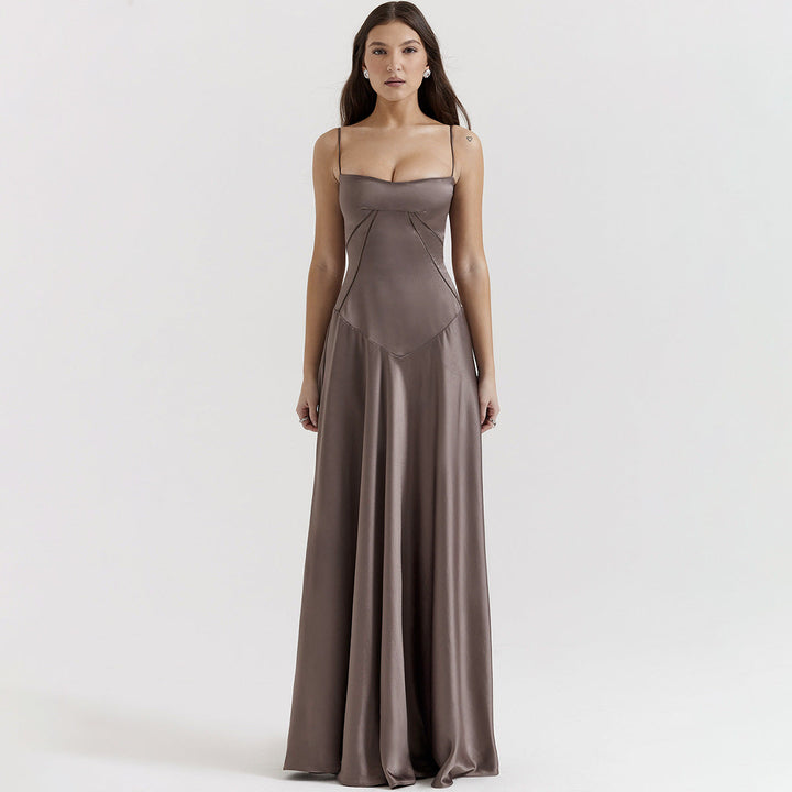 Olivia | Elegancka sukienka satynowa maxi z wiązaniem na plecach