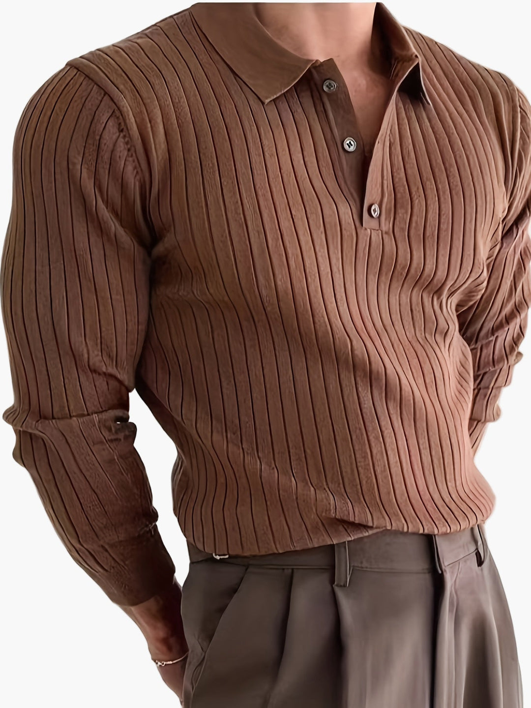 Jakub | Męska koszulka polo dzianinowa z strukturą prążkowaną – Elegancki styl casualowy na co dzień i do biura