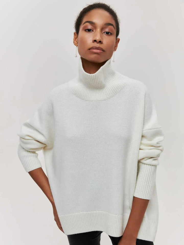Xandra | Sweter z Długim Kołnierzem