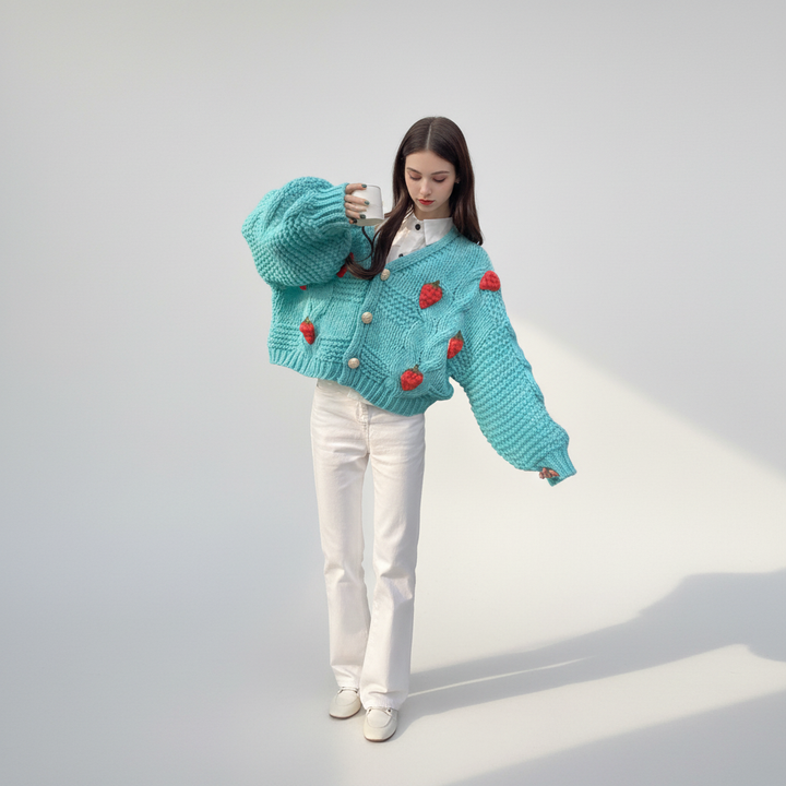 Kolorowy sweter krótka kurtka - Nina