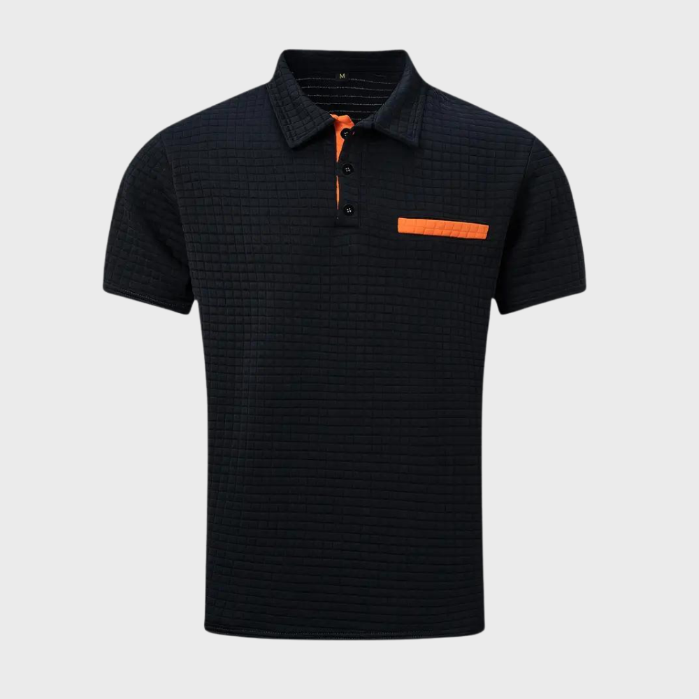 Adrian | Poloshirt męski z wafelowym splotem – nowoczesny i kontrastowy