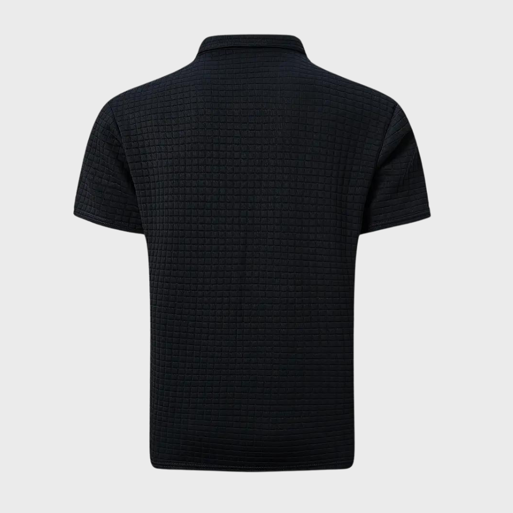 Adrian | Poloshirt męski z wafelowym splotem – nowoczesny i kontrastowy