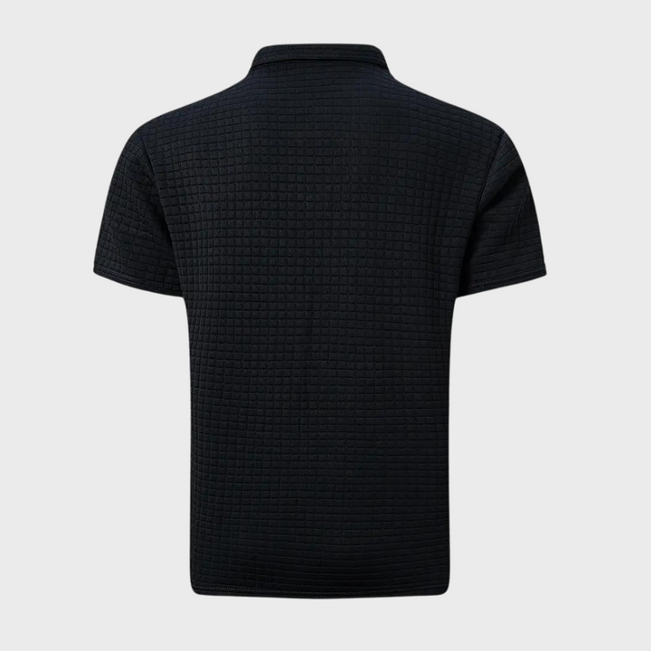 Adrian | Poloshirt męski z wafelowym splotem – nowoczesny i kontrastowy