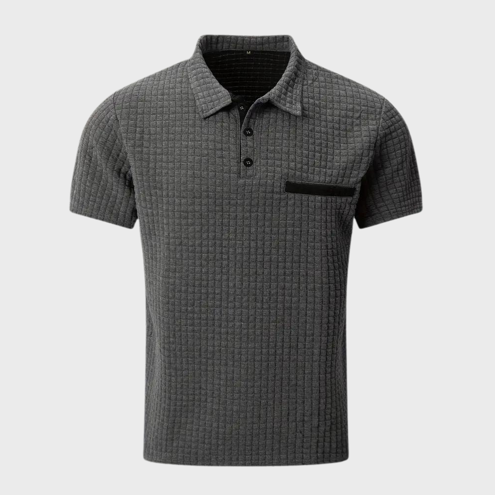 Adrian | Poloshirt męski z wafelowym splotem – nowoczesny i kontrastowy