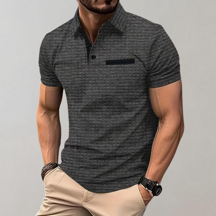 Adrian | Poloshirt męski z wafelowym splotem – nowoczesny i kontrastowy