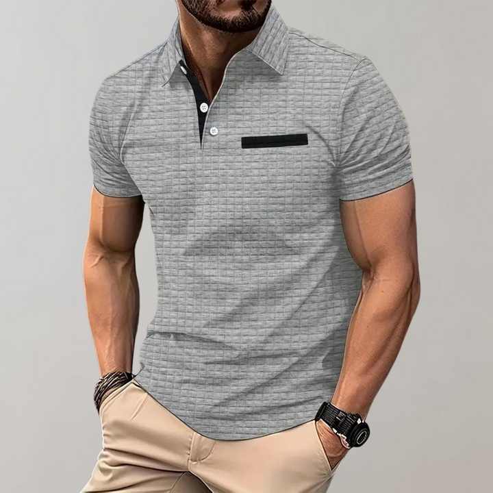 Adrian | Poloshirt męski z wafelowym splotem – nowoczesny i kontrastowy
