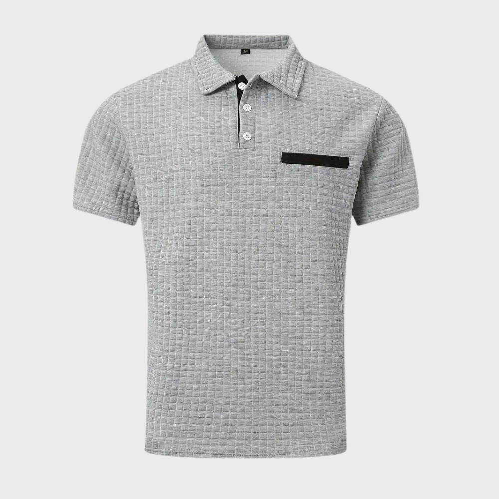 Adrian | Poloshirt męski z wafelowym splotem – nowoczesny i kontrastowy