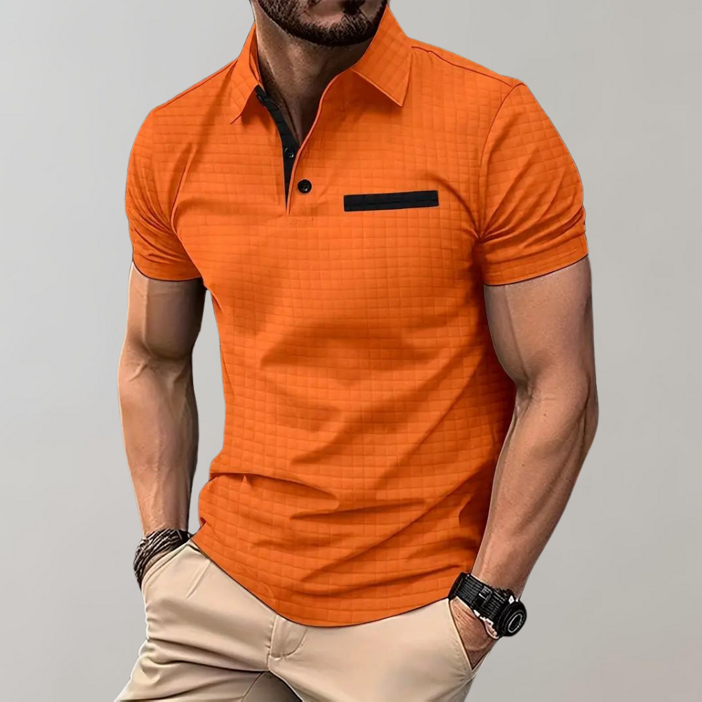 Adrian | Poloshirt męski z wafelowym splotem – nowoczesny i kontrastowy