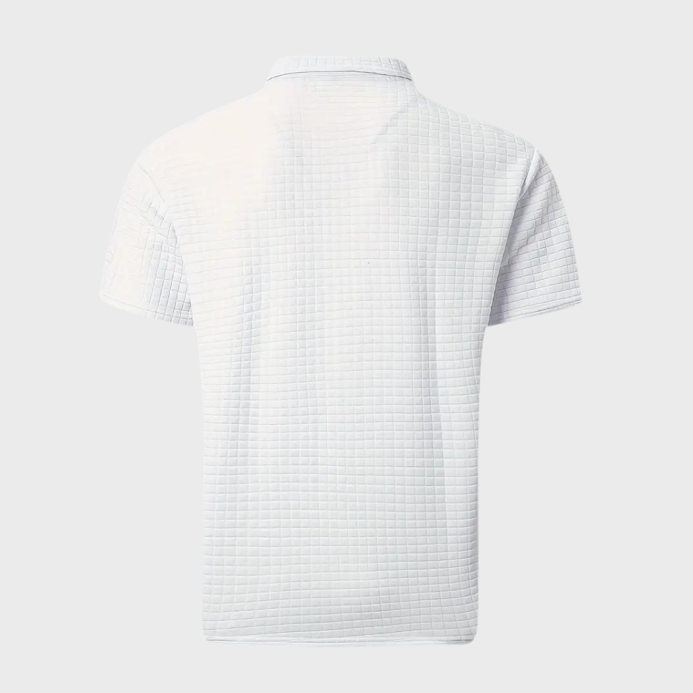 Adrian | Poloshirt męski z wafelowym splotem – nowoczesny i kontrastowy
