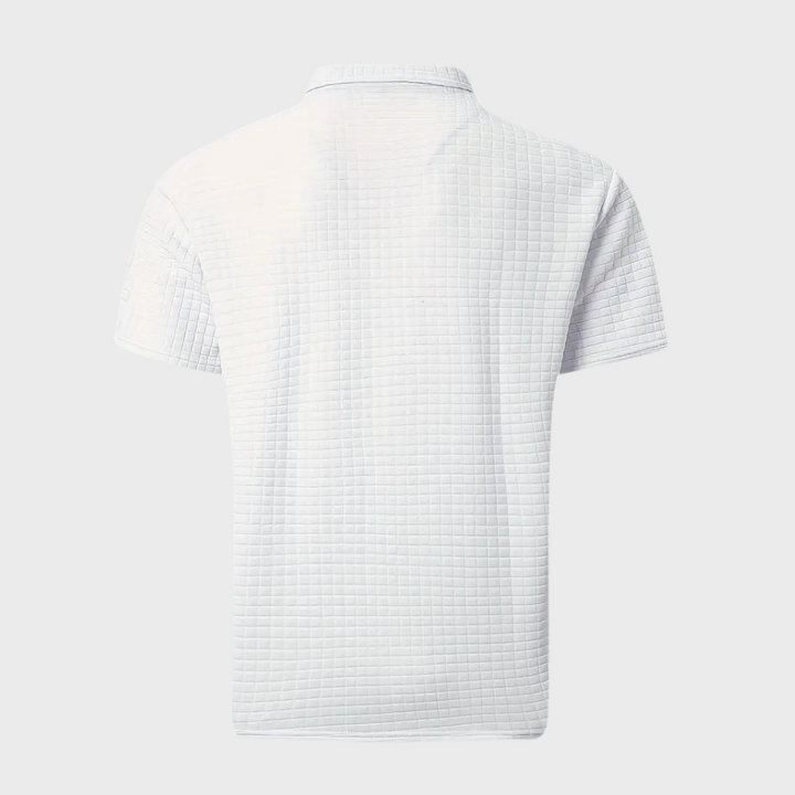 Adrian | Poloshirt męski z wafelowym splotem – nowoczesny i kontrastowy