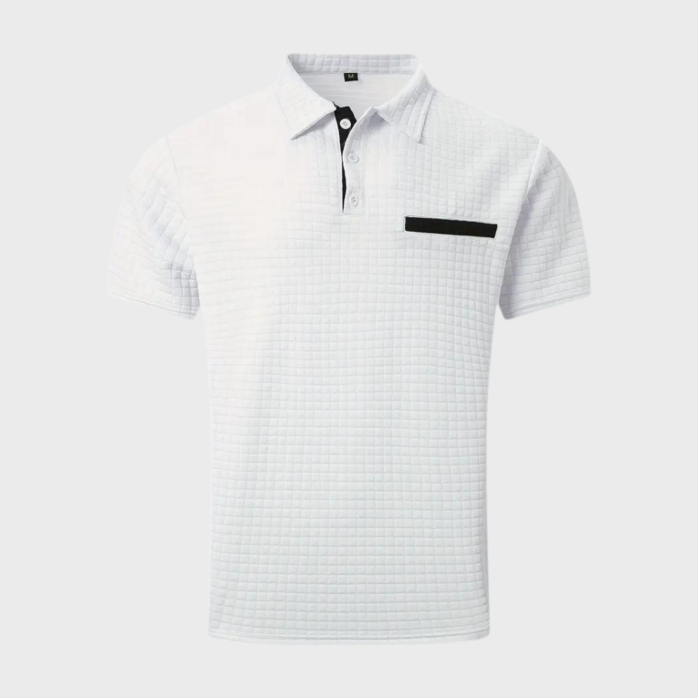 Adrian | Poloshirt męski z wafelowym splotem – nowoczesny i kontrastowy