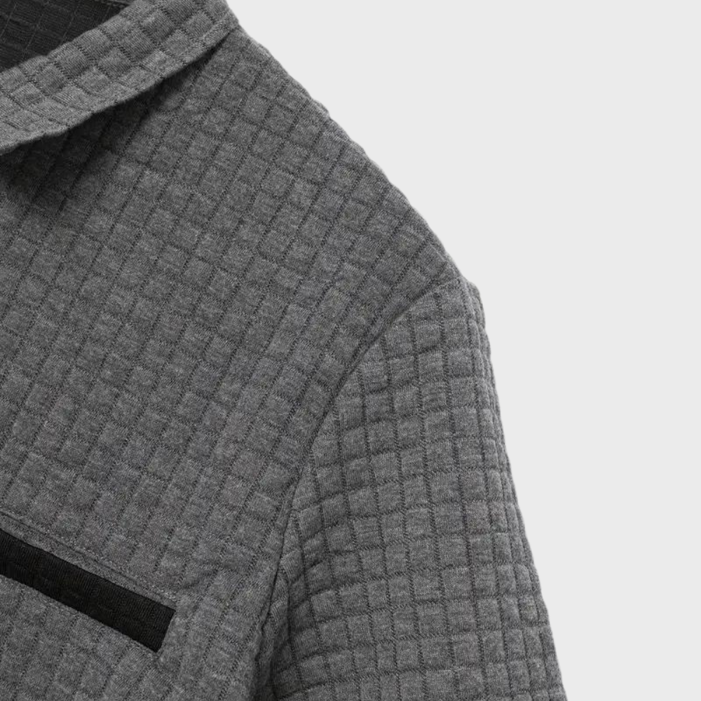 Adrian | Poloshirt męski z wafelowym splotem – nowoczesny i kontrastowy