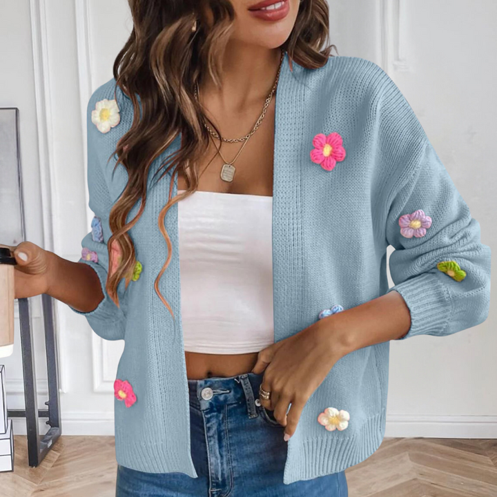 Sweter damski z 3D kwiatami – Maribel