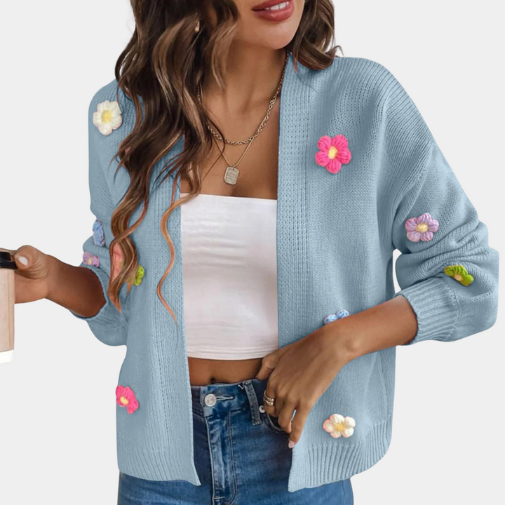 Sweter damski z 3D kwiatami – Maribel