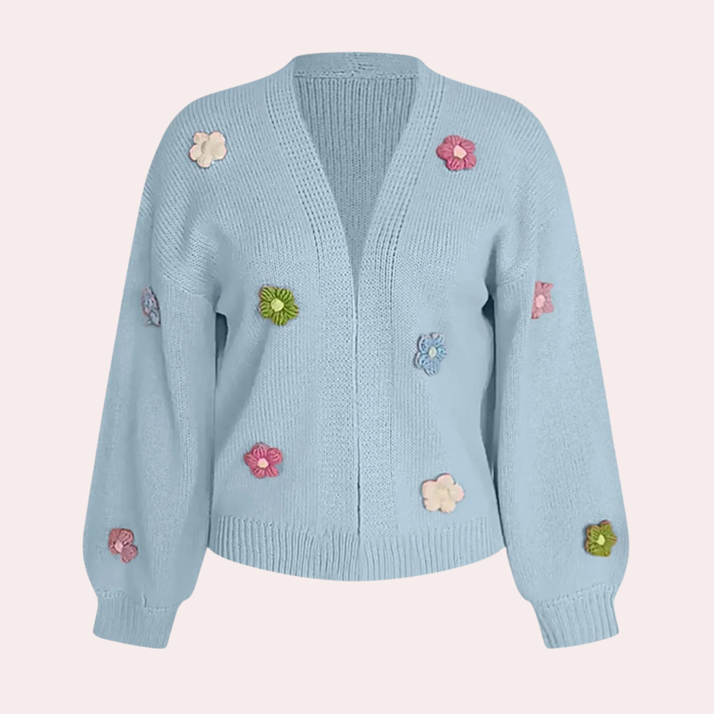 Sweter damski z 3D kwiatami – Maribel