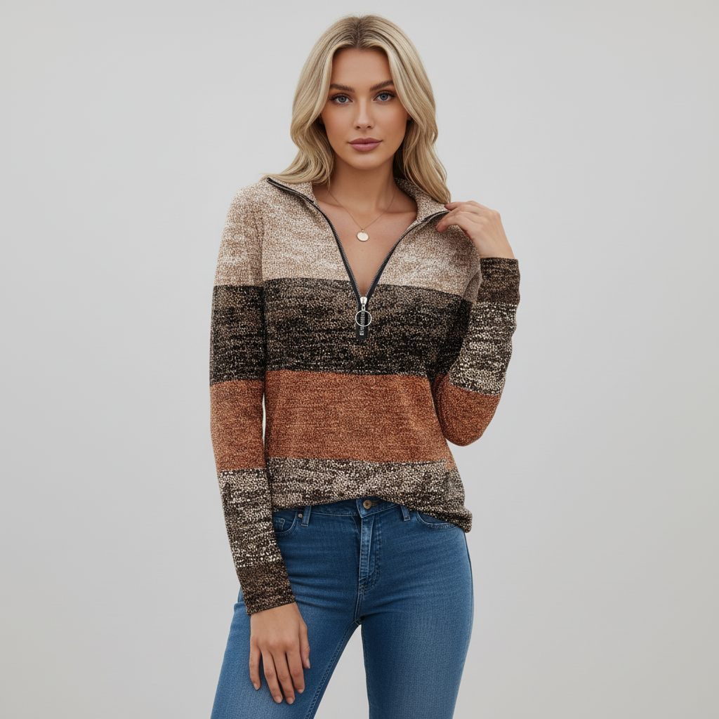 Damski sweter z zamkiem - Saskia