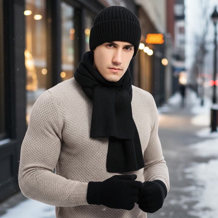 Trójczłonowy zestaw dzianych akcesoriów zimowych - WarmTrio
