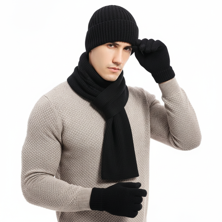 Trójczłonowy zestaw dzianych akcesoriów zimowych - WarmTrio