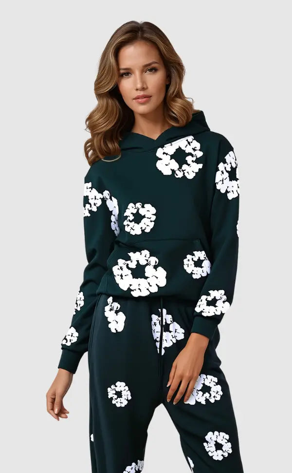 Kwiatowe Łzy | Elegancki Dres – Stylowy Design dla Komfortu i Swobody Ruchów