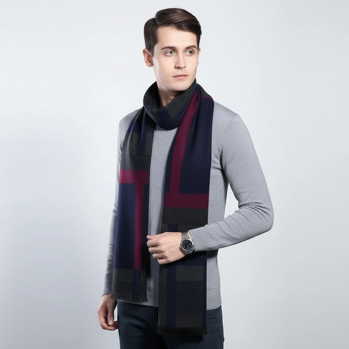 Elegancki kaszmirowy szal w prostym wzorze - CozyCove